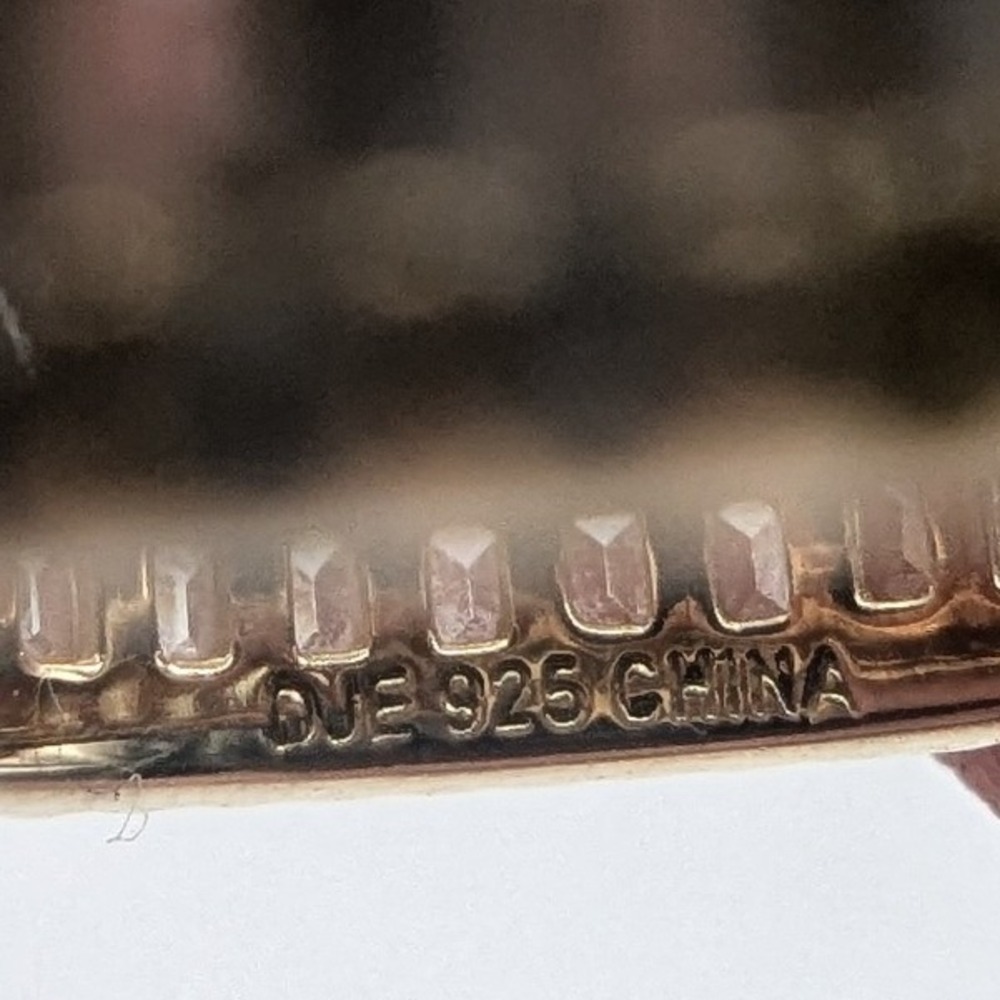 OUE 925 Sterling Silver Baguette Cubic Zirconia Eternity Band Ring Gold Tone 8 - Picture 3 of 4